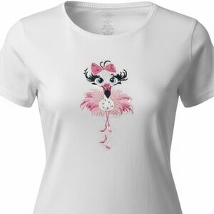 Flamingo Embroidered Tee dazzled super cute made to order S M L XL